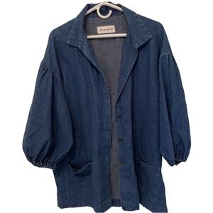 Zane Womens Jacket Coat Blue Denim Bishop Sleeves Buttons Pockets 16/18